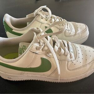 Nike White and Green Athletic Shoes